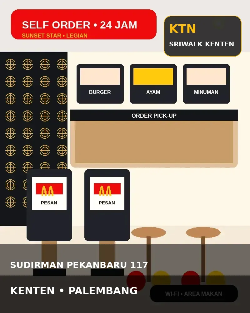 Visual area pemesanan dan tempat duduk McDonald's Kenten Palembang